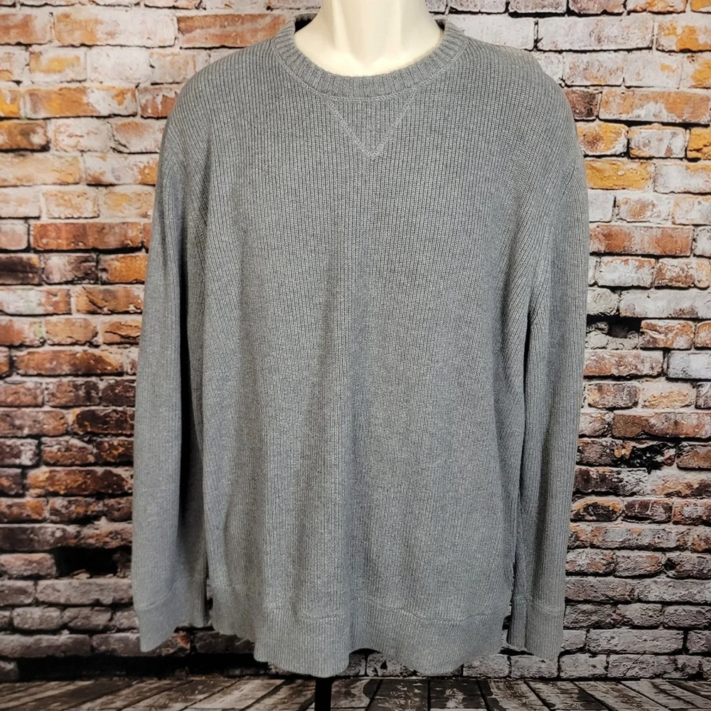 Eddie Bauer Mens Sweater XXL Gray Crewneck Cotton Knit Classic Casual Outdoor - Picture 2 of 10